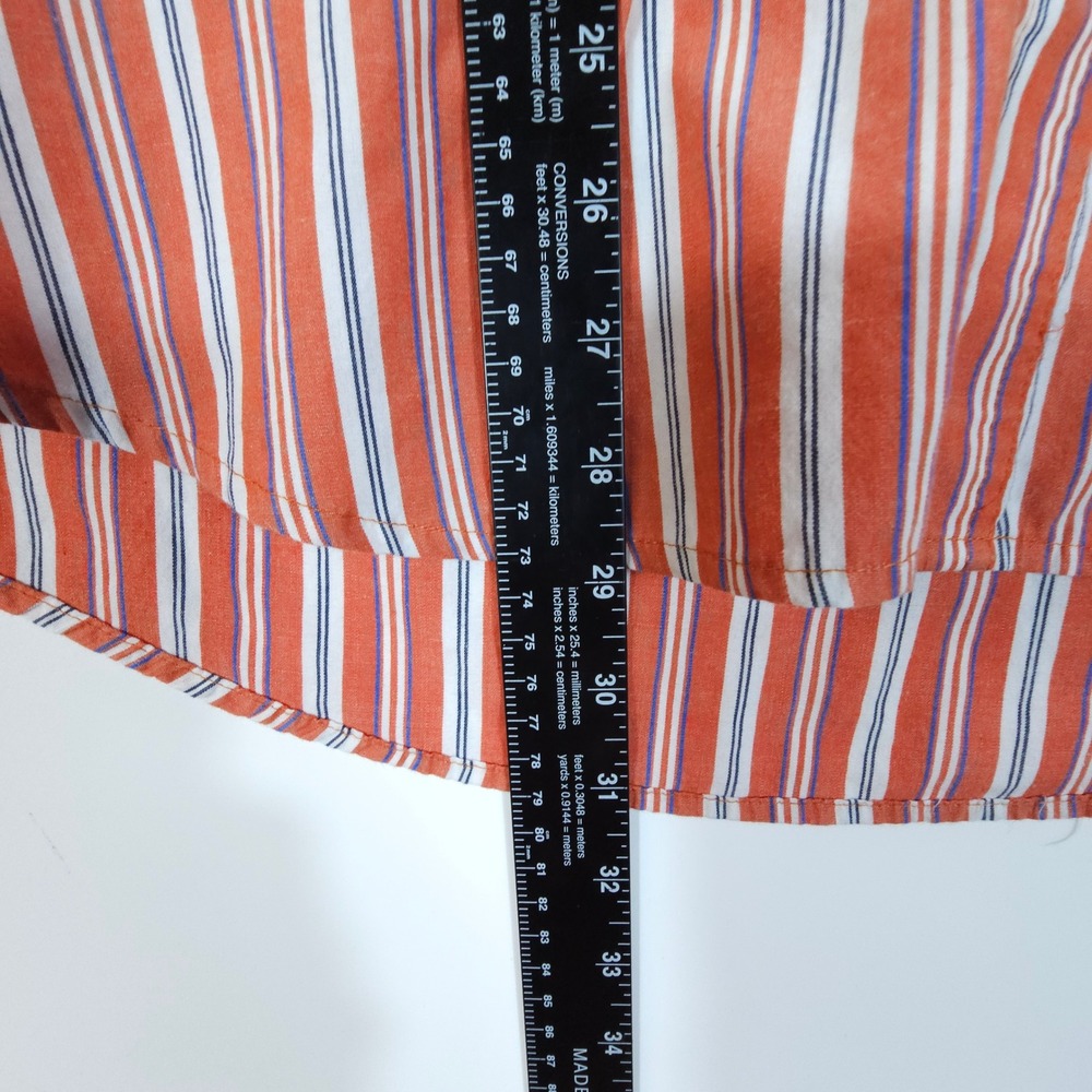 Chaps Shirt Mens L Orange Striped Y2K Button Down Long Sleeve Pocket Preppy - Picture 6 of 6